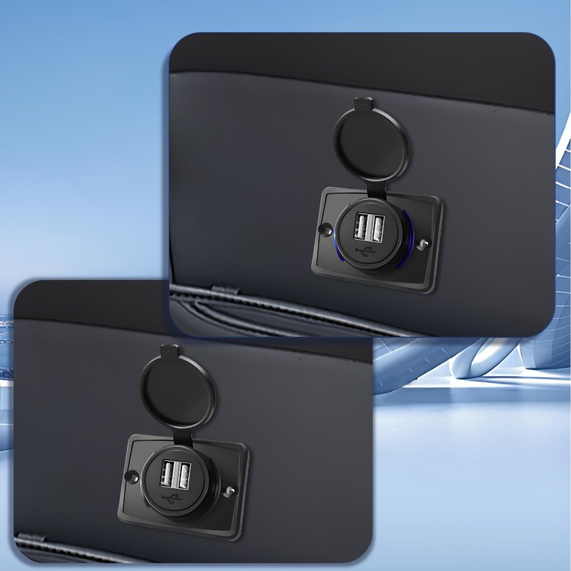 3.1 A Car Dual USB Plug Dual Port Waterproof 12V-24V