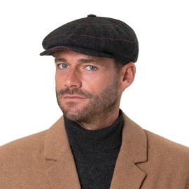 Stetson Hatteras Gallanger Wool Flat Cap Women/Men - Made in The EU Newsboy with Peak, Lining Winter Autumn-Winter - M (56-57 cm) Beige-Brown