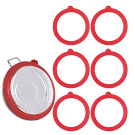 SFIELCAPA 6pcs 4.5 Inch Silicone Replacement Gaskets for Jars Rubber Seals for 4.2-4.3 Inch Mouth Glass Jars (Red)