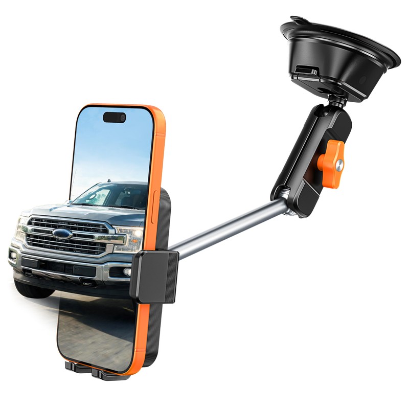 A2C 12" Anti-Shake Metal Arm Windshield Phone Mount, Suction Phone