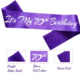 Novaflare It's My 70th Birthday Sash, Purple Silver Birthday Sash for 70th Birthday Party Supplies, Birthday Gifts for Girls 70th Birthday Party Favors
