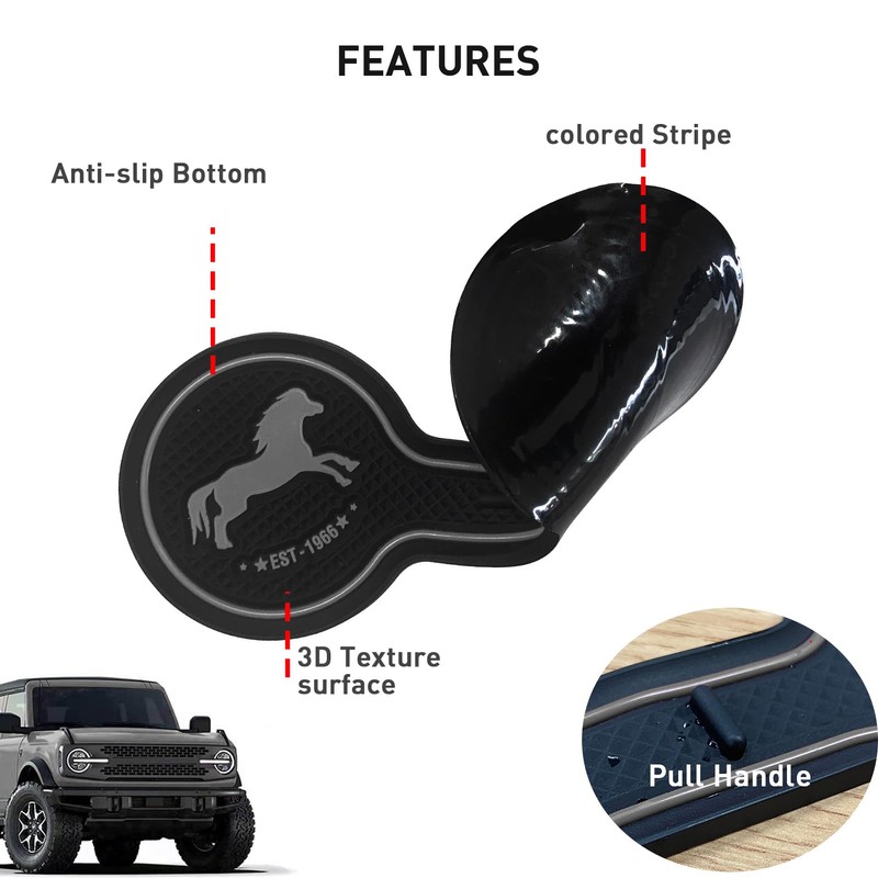 LSAUTO Car Cup Holder Coaster Compatible with Ford Bronco Offroad