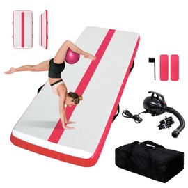 FEATH-R-LITE 6.6ft Inflatable Gymnastics Tumble Track Tumbling Mat 4in Thick Air Floor Tumble Track with Electric Pump for Cheer Leading/Gymnastics/Beach/Gym/Home(Pink)