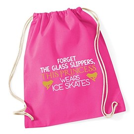 Hippowarehouse Forget the glass slippers, this princess wears ice skates Drawstring Cotton School Gym Kid Bag Sack 37cm x 46cm, 12 litres