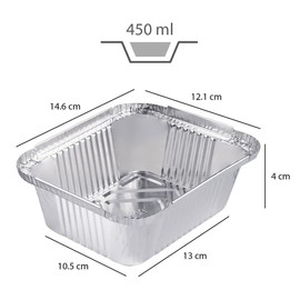 Miamex 25 x Disposable Aluminium Trays with Lids for Transporting Food - Freezing - Grill - Oven Baking (450ml)
