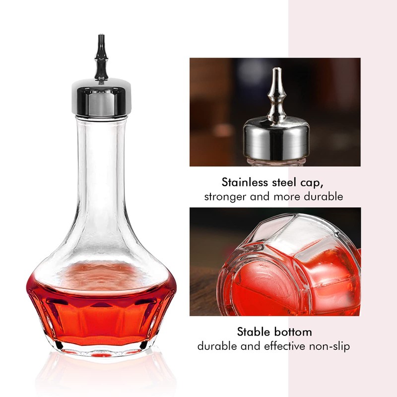 Bitters Bottle Set of 6-50ml/1.6oz Glass Dash Bottle with Dasher