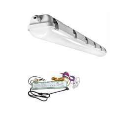 E2 LIGHTING 4FT LED Vapor Tight Light with Emergency Battery Backup, 30W/40W/50W Wattage Selectable, 3CCT 3500K/4000K/5000K Tunable, Waterproof 6000LM 120-277V Commercial LED Fixture
