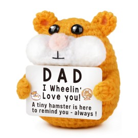 TKGIFTHOT Funny Crochet Hamster Fathers Day Dad Gifts from Daughter Son Wife Thoughful Birthday Gifts for Dad, Small I Love You Gift, Cute Positive Crochet Hamster Plush