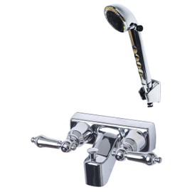 Laguna Brass 3211CP/4120CP RV/Motorhome Replacement Non-Metallic Two Handle Tub Faucet Valve Diverter with Matching Hand Held Shower Set, Chrome Finish