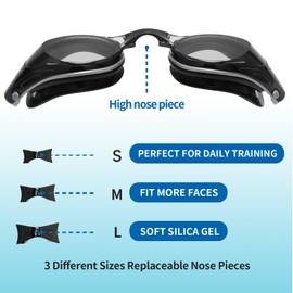 WAVE Myopic Swimming Goggles, No Leakage, Anti-Fog, UV Protection, Nearsighted Swimming Goggles