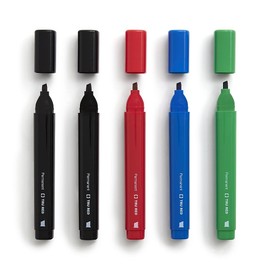 TRU RED Tank Permanent Markers, Chisel Tip, Assorted Colors, 5 Pack – Bold Ink Markers for Boxes, Signs & Storage