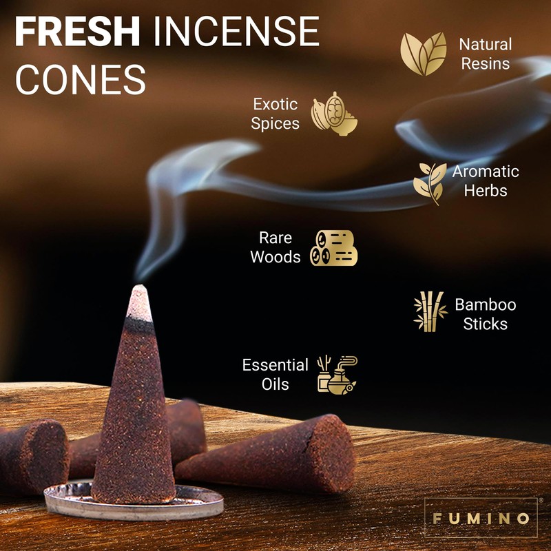 Fumino® Black Noir Fresh Incense Cones 20 per Box Masala