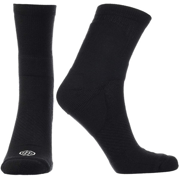 Doctor's Choice Plantar Fasciitis Compression Crew Socks, Mens & Womens Pain Relief for Achilles Tendonitis & Arch Support 10-20 mmHg Compression (Black, Large)