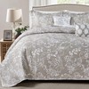 BYTIDE 5 Piece Reversible Microfiber Floral Printed Quilt Set with