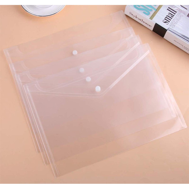 40 Pcs Clear Plastic Envelope with Snap Button Closure, Plastic