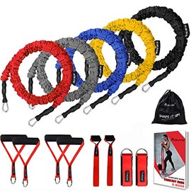 Coolrunner - Juego de 14 bandas de resistencia, tubos de ejercicio, bandas de entrenamiento de 20 a 40 libras con asas protectoras de nailon, correa d