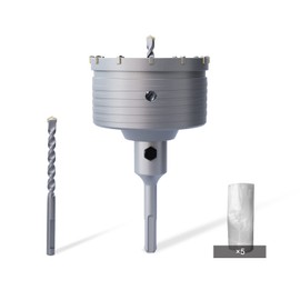GSTK 100mm(3-15/16") Concrete Hole Saw Kit with SDS Plus Shank, Gift with 5pcs Dust Catcher, Hole Saw Cutter for Brick|Concrete| Cement |Stone.