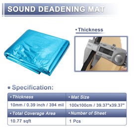 X AUTOHAUX 394mil 10mm 10.77sqft Car Sound Deadening Mat Aluminum Foil Foam Heat Shield Material for Hood Fender and Boat Engine Cover 39.37"x39.37" Blue