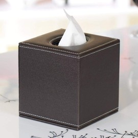 Tissue Box Holders, Tissue Box Cover Napkin Holder PU Leather Tissue Dispenser Facial Tissue Box for Home Office Car Tissue Cover (Brown)