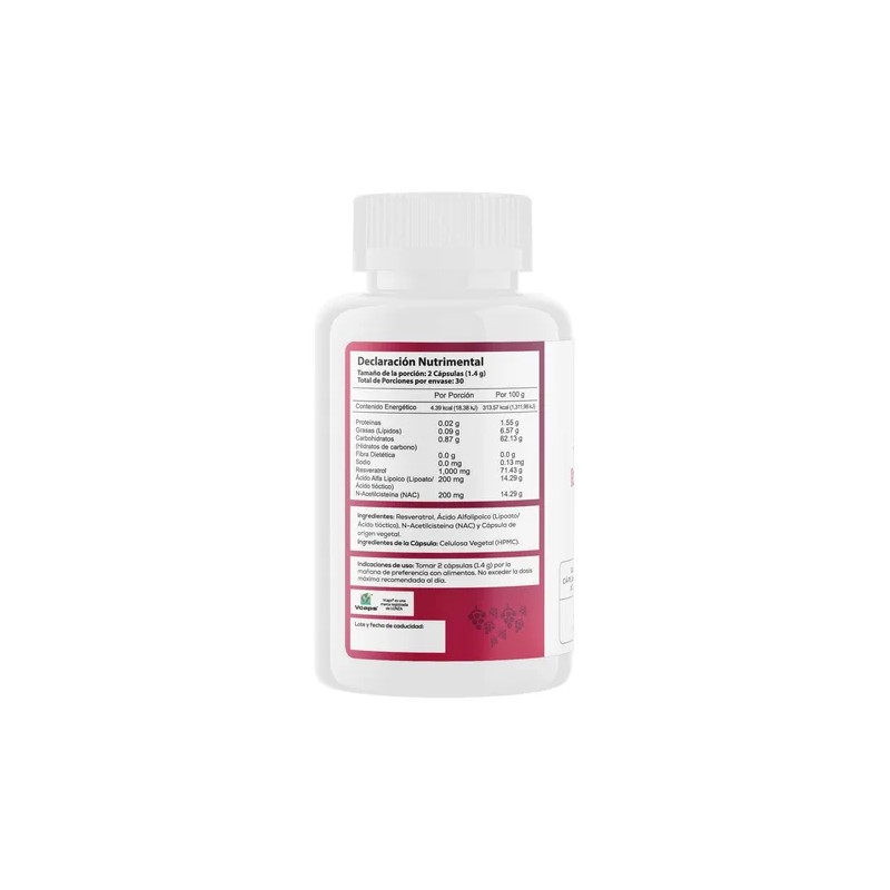 Resveratrol 60 Cpsulas AgeLess Mix Resveratrol cido Alfa Lipoico Y