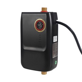 JAYGOVAN 3KW Electric Mini Tankless Water Heater Instant Hot Water Heater Eliminate Time with Digital Display Mini Instant Electric RV TR Trailer Kitchen Compact for Wall or Floor Mounted (Black)