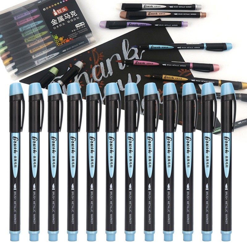 12pcs Soft Head Marker Pen DIY Dry Fast Acrylic Paint