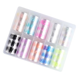 Baluue 10rolls Holographic Flame Nail Art Stickers DIY Manicure Sticker for Women Girls Party Birthday Decor