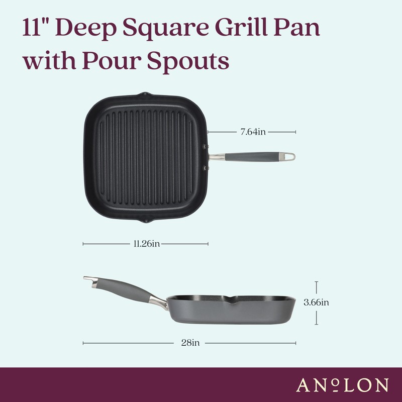 Anolon Advanced Home Hard Anodized Nonstick Deep Square Grill/Griddle Pan