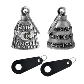 Motorcycle Bells for Bikers Guardian Angel Gremlin Bells for Motorcycle Rider Key Chain for Luck (Never Rider Faster Than Your Angel Can+May The Angel Watch Over You)