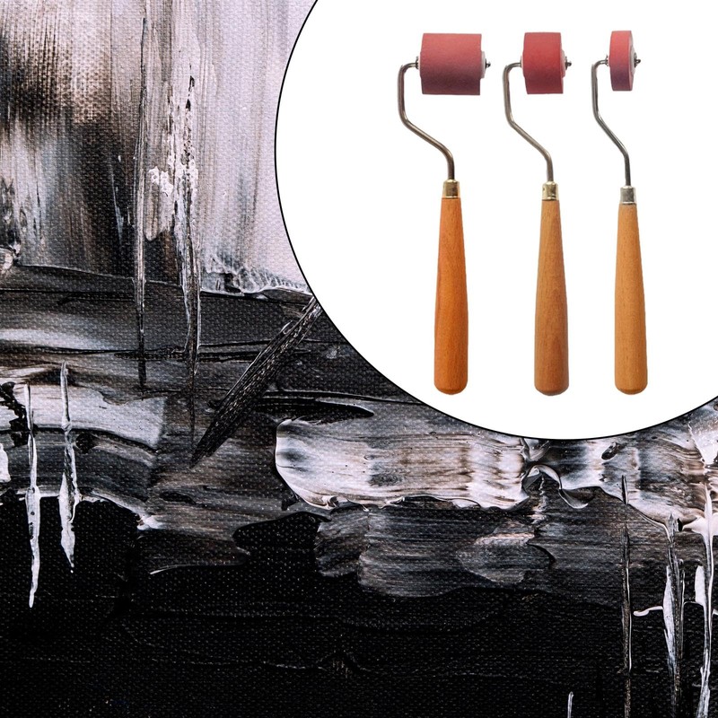 Dickly 3Pcs Hard Rubber Roller Kit Ink Roller for Gluing