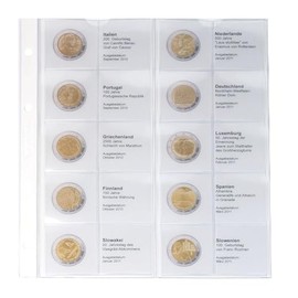 Lindner 1118-7 Illustrated Sheet 2 Euro Commemorative Coins Chronological: Italy 2010 - Slovenia 2011