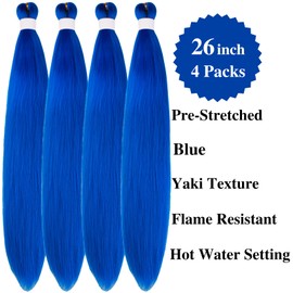 Gozill Blue Braiding Hair Pre stretched Boho Braids Kanekalon Prestretched Braiding Hair for Bohemian Hair Ez Braid Micro Braiding Hair Synthetic Curly Deep Wave Braids