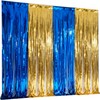 Parxara 4-Pack Blue Gold Foil Fringe Curtain,Party Decoration Streamer