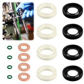 1.6 HDI Injector Gasket Kit, 16 Pieces Diesel Injector Gasket Replacement Compatible with Citroen, Peugeot, Universal Injector Accessories (1314368, 1982A0) (Green)