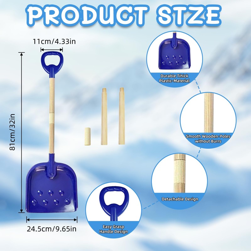 Dxmimer Blue Kids Snow Shovel - Adjustable 22–32 inch Toddler