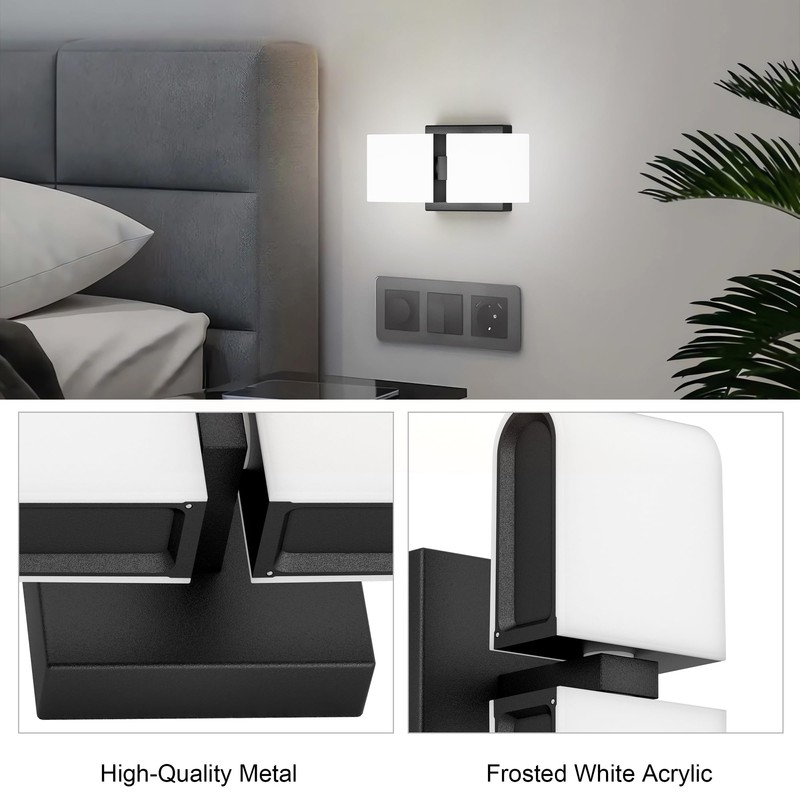 Aipsun Black Wall Sconces Hardwired Modern LED Sconces Wall Lighting