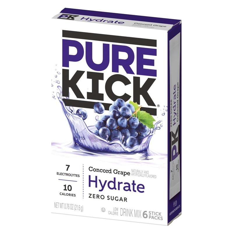 Pure Kick Hydration Singles To Go Drink Mix, Concord Grape,
