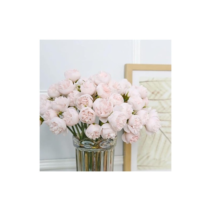 Flores de seda de peonía, 27 cabezas, florero de mesa,