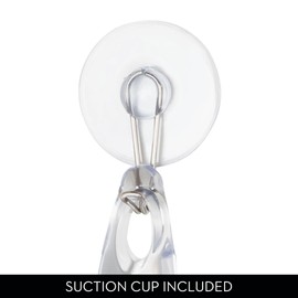 iDesign Bathroom Plastic Shower Wall Hook-Set of 2-Clear Squeegee