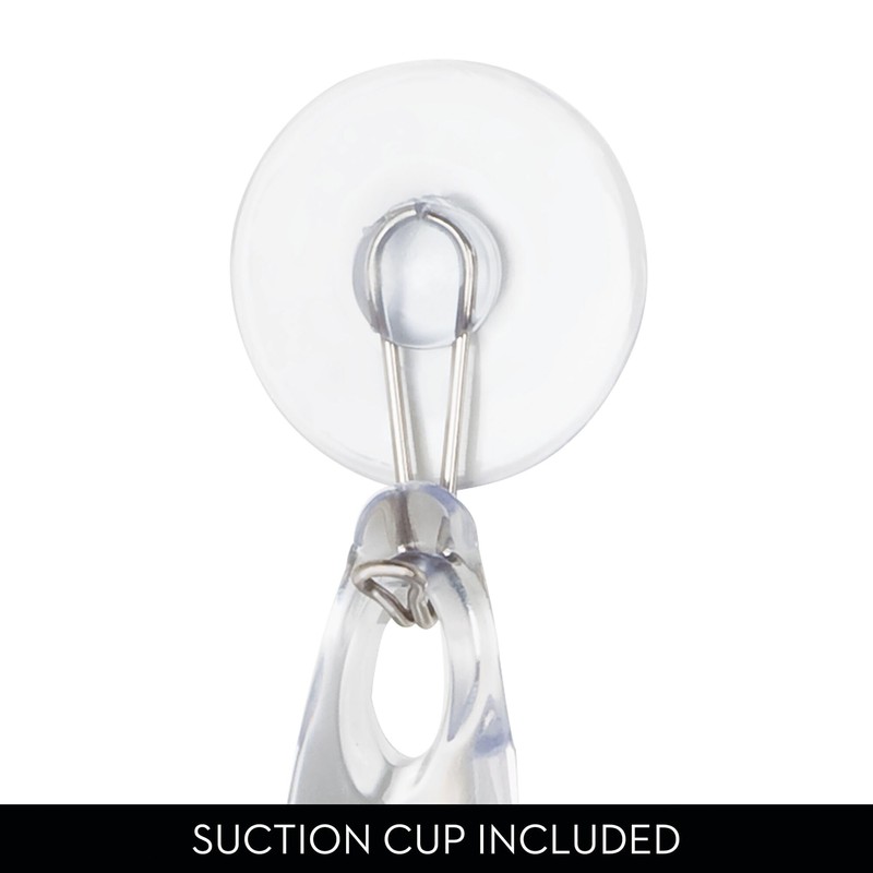 iDesign Bathroom Plastic Shower Wall Hook-Set of 2-Clear Squeegee