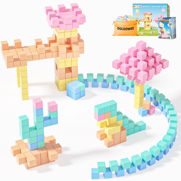 Doloowee 50 PCS Magnetic Blocks, Magnetic Building Blocks for Toddlers
