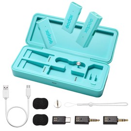 GODOX Movelink Mini UC Kit Wireless Microphone System, 2.4GHz Lavalier Mic 100m(328ft.) Range with Charging Case for Android, Camera, Vlogger, Youtuber, Interviewer(Green)