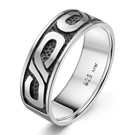 MATERIA by Matthias Wagner Infinity Ring 925 Silver for Men and Women Antique Rhodium-Plated, Sterling Silver