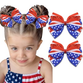 STGDAK Fourth of July Hair Bow Clips Patriotic Hair Clips Independence Day Bowknot Barrette Red White Blue Barrette 4th of July Boutique Bow Toddler Girls Women