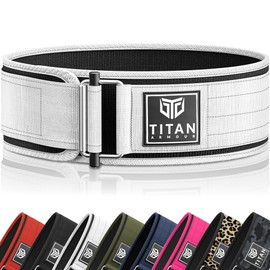 Titan Armour® Premium Self-Locking Weight Lifting Belt | Gym belt: Crossfit, Powerlifting, Deadlift, Olympic Lifts, Squats | Functional Weightlifting Belt | Men & Women | UK Brand (Glacier White, S)