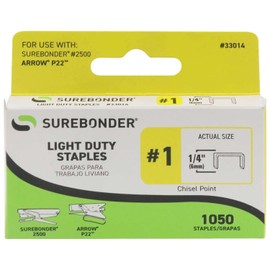 33014#1 Light Duty Staples - 1/4" Length - 1050/box, 5 Pack