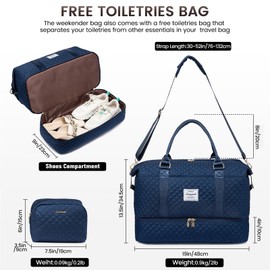 LOVEVOOK Travel Gym Bag Womens Weekend Overnight Holdall Duffel Bag with Wash Bag Ryanair EasyJet Cabin Hand Luggage Bag with Shoe Compartment Hospital Bag Waterproof Large Carry on Bag for Vacation