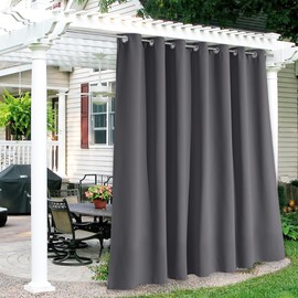 RYB HOME Pergola Curtain Thermal Insulated Outdoor Patio Curtains for Light Block/Energy Saving, Weather Resistant for Balcony/Cabana/Pergola/Porch, Wide 100 x Long 120 inches, 1 Panel, Grey