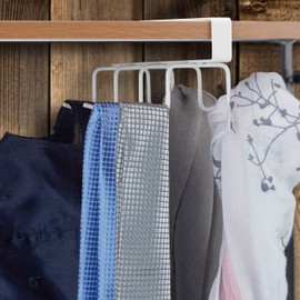 Relaxdays Hook Cabinet Insert, 8 Hooks, Metal, No Drilling, Wardrobe Hook Rail, Shelf, HBT 6.5 x 10 x 18 cm, White