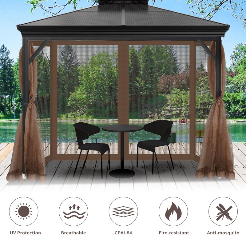 Gazebo Universal Replacement Mosquito Netting, 10' x 10' Outdoor Canopy